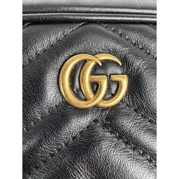 GUCCI Calfskin Matelasse Mens GG Marmont Belt Bag 90 36 Black C-1 - Picture 13 of 16